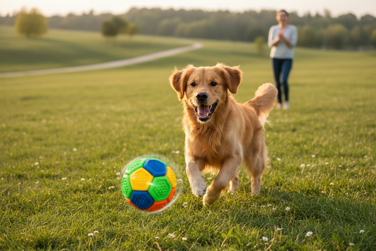 Cane che gioca con la pallina